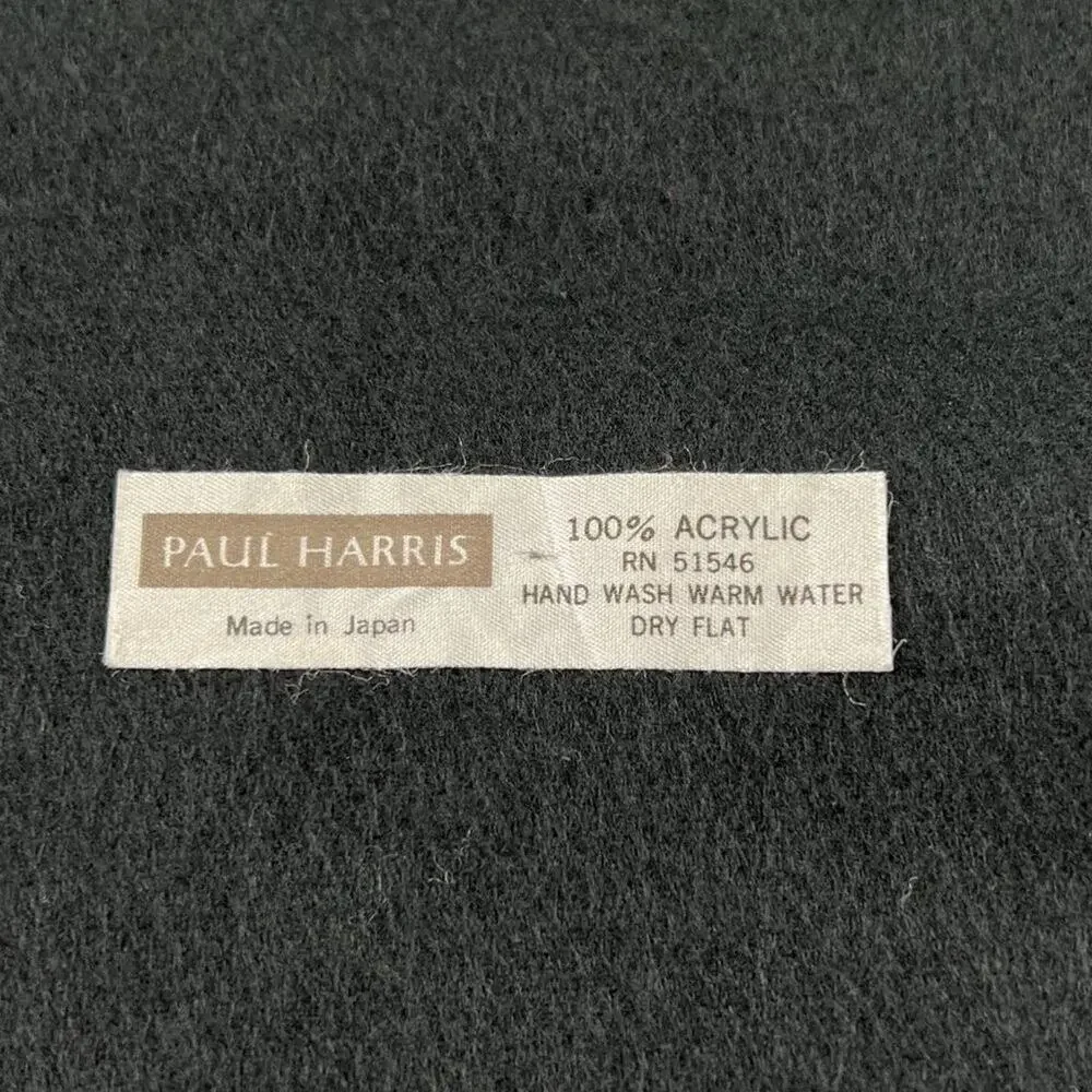 Paul Harris Mid Weight Fuzzy Fringed Muffler Scarf 64X11 Black